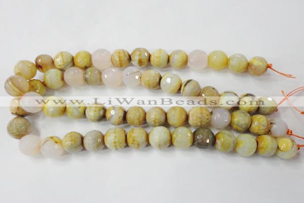 CAG4558 15.5 inches 14mm faceted round fire crackle agate beads