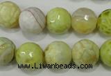 CAG4559 15.5 inches 14mm faceted round fire crackle agate beads