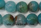 CAG4571 15.5 inches 16mm faceted round fire crackle agate beads