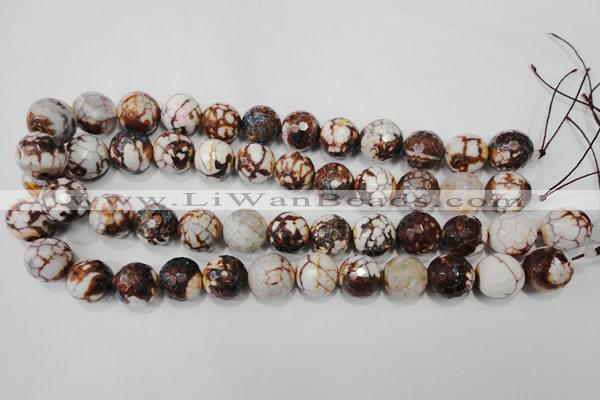 CAG4576 15.5 inches 16mm faceted round fire crackle agate beads