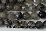 CAG4600 15.5 inches 4mm faceted round fire crackle agate beads