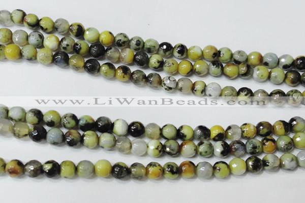 CAG4629 15.5 inches 6mm faceted round fire crackle agate beads