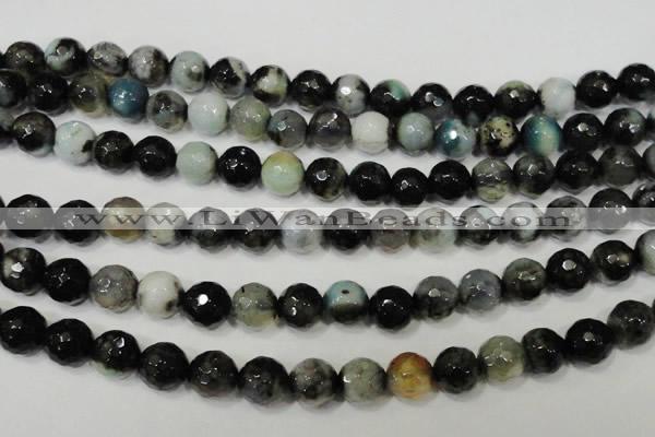 CAG4645 15.5 inches 8mm faceted round fire crackle agate beads