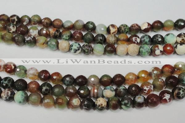 CAG4653 15.5 inches 8mm faceted round fire crackle agate beads