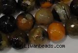 CAG4654 15.5 inches 8mm faceted round fire crackle agate beads