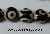 CAG4682 15.5 inches 14mm faceted round tibetan agate beads wholesale