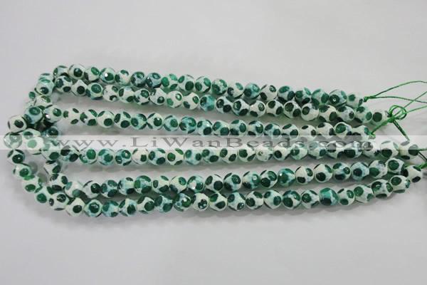 CAG4690 15 inches 8mm faceted round tibetan agate beads wholesale