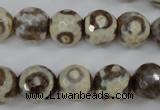 CAG4715 15 inches 10mm faceted round tibetan agate beads wholesale