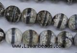 CAG4725 15 inches 12mm faceted round tibetan agate beads wholesale