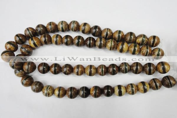 CAG4744 15 inches 14mm round tibetan agate beads wholesale