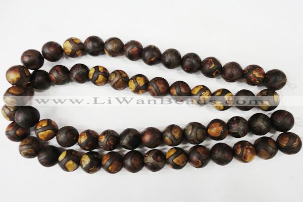 CAG4767 15 inches 14mm round tibetan agate beads wholesale