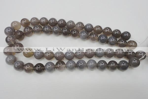 CAG4774 15 inches 14mm round grey agate beads wholesale