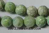 CAG4792 15.5 inches 12mm faceted round fire crackle agate beads