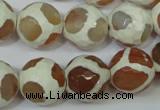 CAG4819 15 inches 14mm faceted round tibetan agate beads wholesale