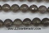 CAG4827 15 inches 10mm faceted round grey agate beads wholesale