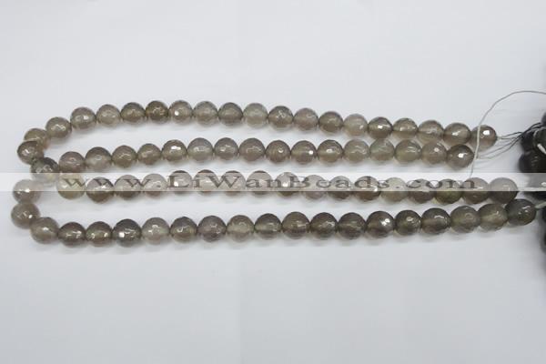 CAG4827 15 inches 10mm faceted round grey agate beads wholesale