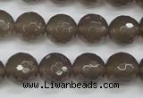 CAG4828 15 inches 12mm faceted round grey agate beads wholesale