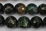 CAG4856 15 inches 16mm faceted round dragon veins agate beads