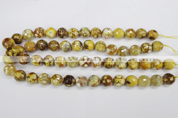 CAG4865 15 inches 14mm faceted round dragon veins agate beads