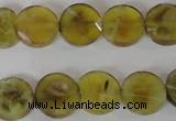 CAG4891 15 inches 12mm faceted coin fire crackle agate beads