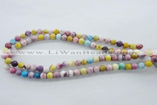 CAG4901 15.5 inches 8mm faceted round dyed white agate beads