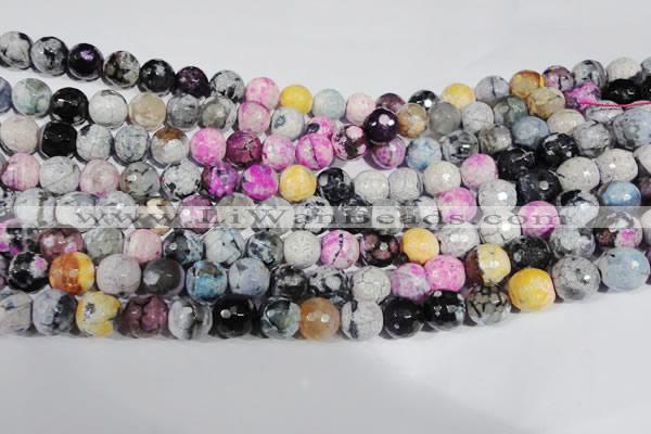 CAG5060 15.5 inches 10mm faceted round fire crackle agate beads