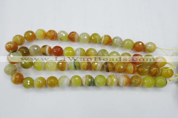 CAG5104 15.5 inches 12mm faceted round line agate beads wholesale