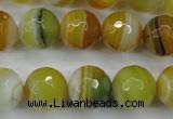 CAG5105 15.5 inches 14mm faceted round line agate beads wholesale