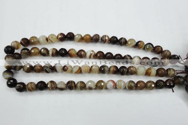 CAG5107 15.5 inches 8mm faceted round line agate beads wholesale