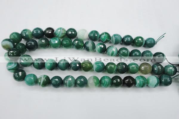 CAG5124 15.5 inches 12mm faceted round line agate beads wholesale