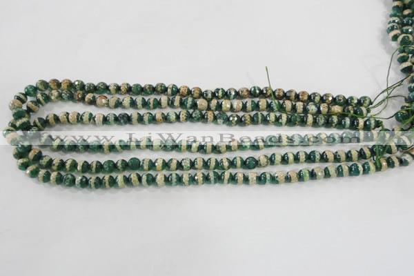 CAG5136 15 inches 6mm faceted round tibetan agate beads wholesale