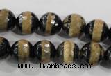 CAG5145 15 inches 10mm faceted round tibetan agate beads wholesale