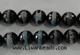 CAG5147 15 inches 10mm faceted round tibetan agate beads wholesale