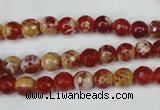 CAG5186 15 inches 6mm faceted round fire crackle agate beads