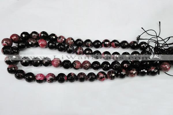 CAG5200 15 inches 12mm faceted round fire crackle agate beads