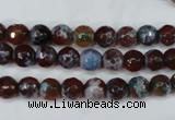 CAG5206 15 inches 6mm faceted round fire crackle agate beads