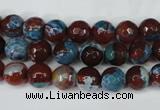 CAG5207 15 inches 8mm faceted round fire crackle agate beads