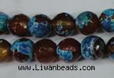 CAG5208 15 inches 10mm faceted round fire crackle agate beads