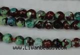 CAG5214 15 inches 6mm faceted round fire crackle agate beads