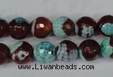 CAG5215 15 inches 10mm faceted round fire crackle agate beads