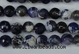 CAG5222 15 inches 8mm faceted round fire crackle agate beads