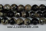 CAG5232 15 inches 10mm faceted round fire crackle agate beads