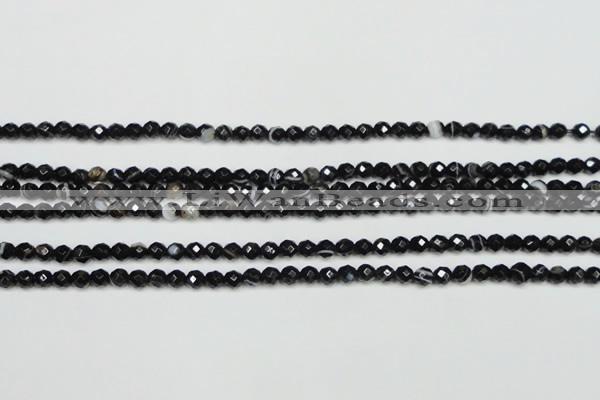 CAG5271 15.5 inches 4mm faceted round black line agate beads