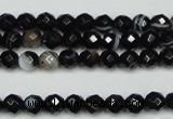 CAG5272 15.5 inches 6mm faceted round black line agate beads