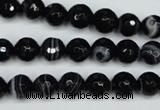 CAG5273 15.5 inches 8mm faceted round black line agate beads