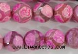 CAG5351 15.5 inches 14mm faceted round tibetan agate beads wholesale