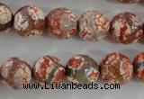 CAG5359 15.5 inches 12mm faceted round tibetan agate beads wholesale