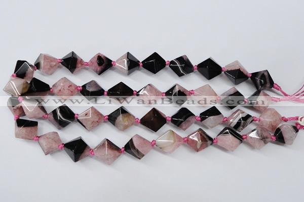 CAG5496 15.5 inches 18*18mm faceted bicone agate gemstone beads