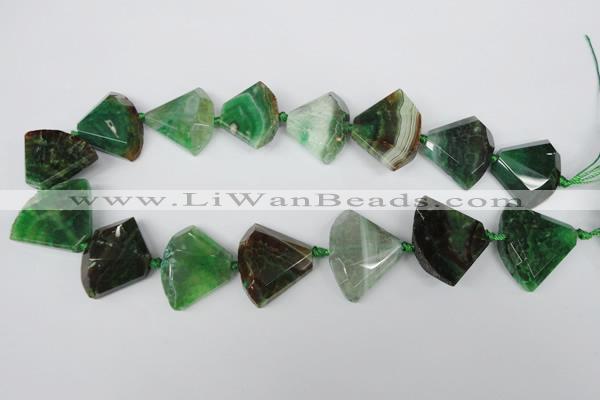 CAG5579 15 inches 22*30mm faceted triangle dragon veins agate beads