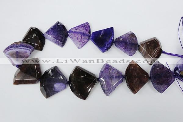 CAG5587 15 inches 30*40mm faceted triangle dragon veins agate beads